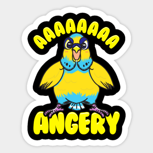 Aaaaaaa Angery | Budgerigar Parakeet Gift Funny Budgie Bird Sticker